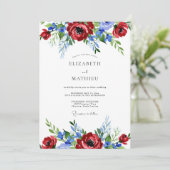 Invitation Red Blue Painterly Summer Wedding (Debout devant)