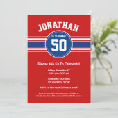 Invitation Red Blue Sports Jersey fête d'anniversaire (Debout devant)