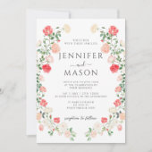 Invitation Red Blush Roses Spring Summer Garden Wedding (Devant)