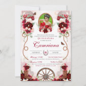 Invitation Red & Blush Western Charro Ajouter Photo Quinceane (Devant)