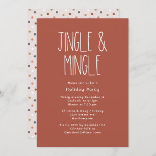 Invitation Red Boho Polka Dot Christmas Jingle and Mingle