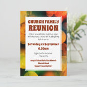 Invitation Red Bokeh moderne | FAMILLE D'ÉGLISE | RÉUNION (Debout devant)