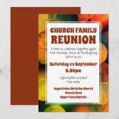 Invitation Red Bokeh moderne | FAMILLE D'ÉGLISE | RÉUNION (Devant / Derrière)