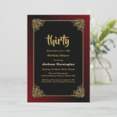 Invitation Red Border Black 30th Birthday Dinner (Debout devant)