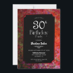 Invitation Red Border Black 30th Birthday Party<br><div class="desc">Une invitation noire à la fête du 30e anniversaire avec un cadre rouge vif.</div>