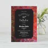 Invitation Red Border Black Surprise 50e fête d'anniversaire (Debout devant)