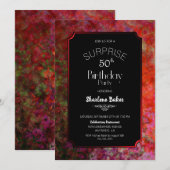 Invitation Red Border Black Surprise 50e fête d'anniversaire (Devant / Derrière)