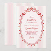 Invitation Red Bow A Little Sweetheart Baby Shower (Devant / Derrière)