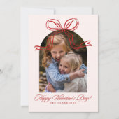 Invitation Red Bow Arch Frame Valentine’s Day Photo Card (Devant)
