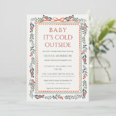 Invitation Red Bow Baby It's Cold Outside Baby Shower (Debout devant)