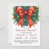 Invitation Red Bow Baby Shower Christmas Brunch (Devant)