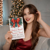 Invitation Red Bow Baby Shower Christmas Brunch