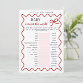 Invitation Red Bow Baby Shower - Editable Name, 5x7 (Debout devant)
