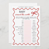 Invitation Red Bow Baby Shower - Editable Name, 5x7 (Devant / Derrière)