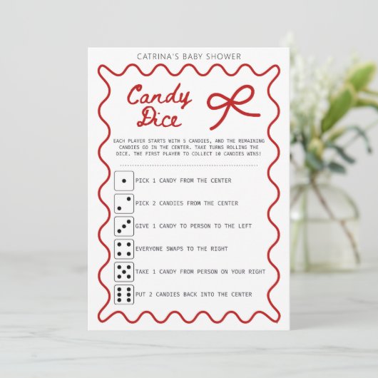 Invitation Red Bow Baby Shower - Editable Name, 5x7 Invitatio (Debout devant)