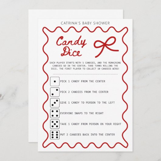 Invitation Red Bow Baby Shower - Editable Name, 5x7 Invitatio (Devant / Derrière)