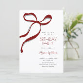 Invitation Red bow birthday (Debout devant)