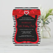 Invitation Red Bow Black White Strik Anniversaire (Debout devant)