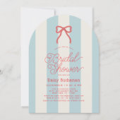 Invitation Red Bow & Blue Stripes Bridal Shower (Devant)