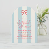 Invitation Red Bow & Blue Stripes Bridal Shower (Debout devant)