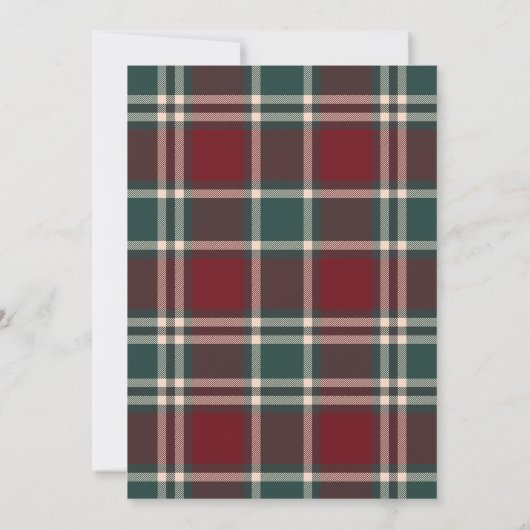 Invitation Red Bow Burgundy Green Plaid Christmas Party (Dos)