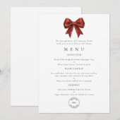 Invitation Red Bow Business Logo Christmas Party Menu Card (Devant / Derrière)