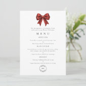Invitation Red Bow Business Logo Christmas Party Menu Card (Debout devant)