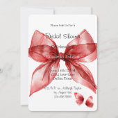 Invitation Red Bow Butterflies Bridal Shower (Devant)