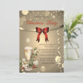 Invitation Red Bow, Champagne Poinsettia Compagnie Noël (Debout devant)