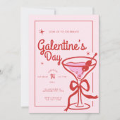 Invitation Red Bow Cocktail Galentine's Day (Devant)