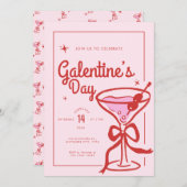 Invitation Red Bow Cocktail Galentine's Day (Devant / Derrière)