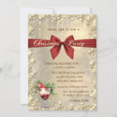 Invitation  Red Bow Cocktail Poinsettia Christmas Corporated  (Devant)