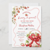 Invitation Red Bow Coquette Berry Sweet Baby shower (Devant)