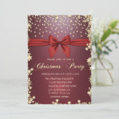 Invitation Red Bow Gold Stars (Debout devant)