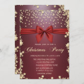 Invitation Red Bow Gold Stars (Devant / Derrière)