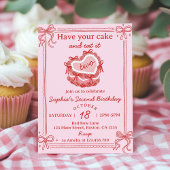Invitation Red Bow Have Your Cake and Eat It Two Birthday