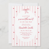 Invitation Red Bow Hearts Valentines Baby Shower (Devant)