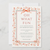 Invitation Red Bow Holiday Holly Christmas Party (Devant)