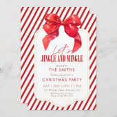 Invitation Red Bow Holiday Jingle and Mingle Christmas Party (Devant / Derrière)