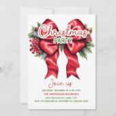 Invitation Red Bow Holly Berries (Devant)