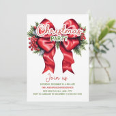 Invitation Red Bow Holly Berries (Debout devant)