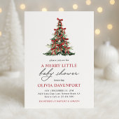 Invitation Red Bow Merry Little Christmas Tree Baby Shower