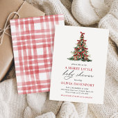 Invitation Red Bow Merry Little Christmas Tree Baby Shower