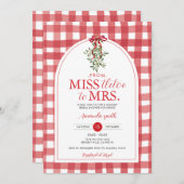 Invitation Red Bow Miss tletoe à Mme Fête des mariées Holiday (Devant / Derrière)