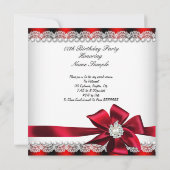 Invitation Red Bow Pearl Lace Pearl fête d'anniversaire 2 (Dos)