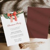Invitation Red Bow Pine Wreath Christmas Party