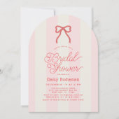 Invitation Red Bow & Pink Stripes Bridal Shower (Devant)