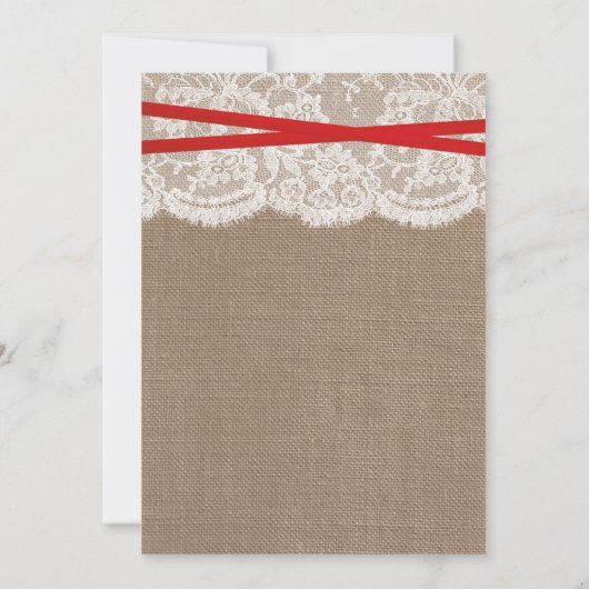 Invitation Red Bow Rustic Burlap & Lace Wedding shower (Dos)