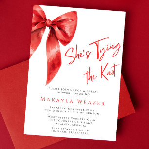 Invitation Red Bow She’s Tying Knot Fête des mariées