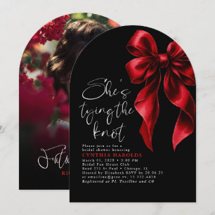 Invitation Red Bow She's Tying the Knot Fête des mariées Phot